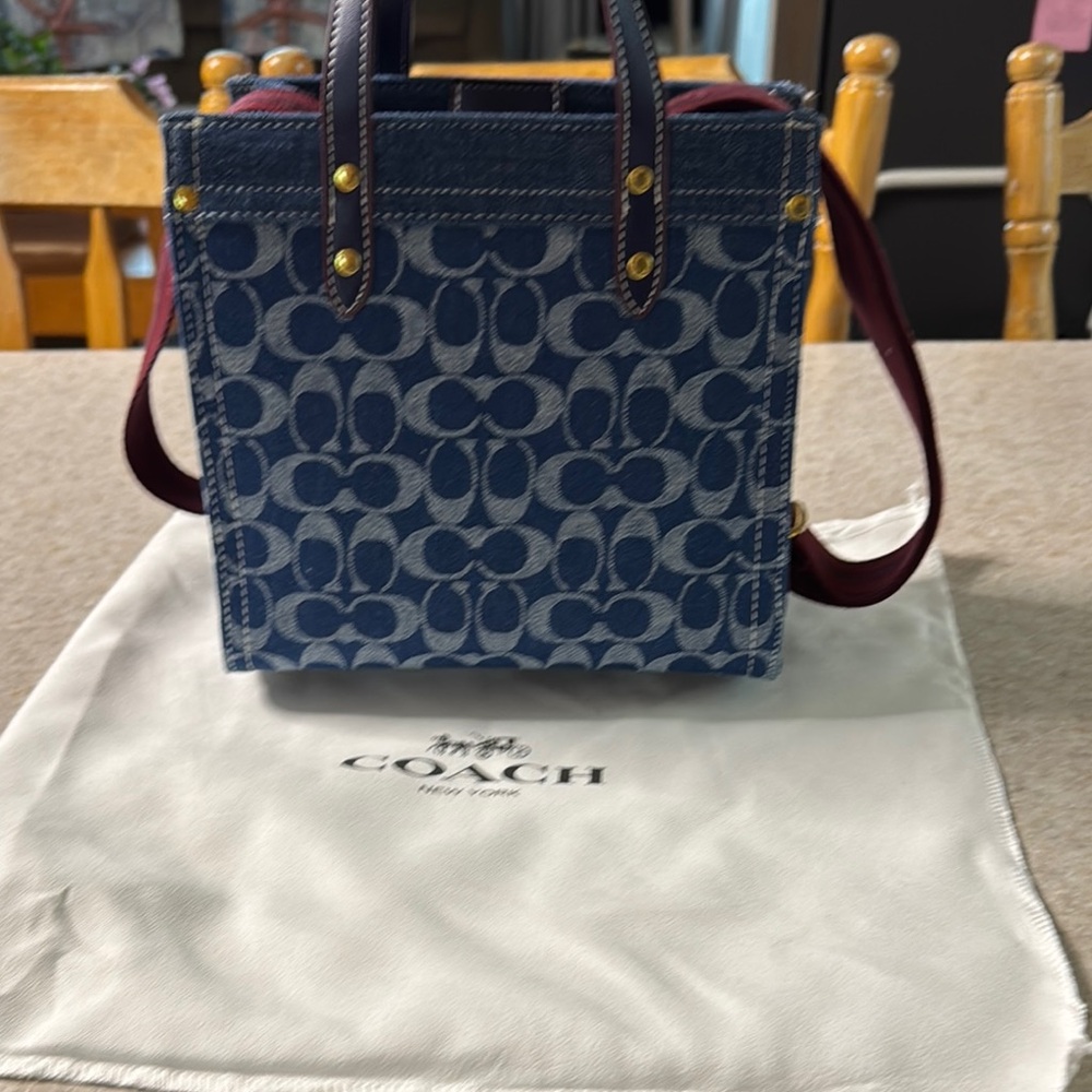 Coach Blue and Red Mini Bag with Signature Style